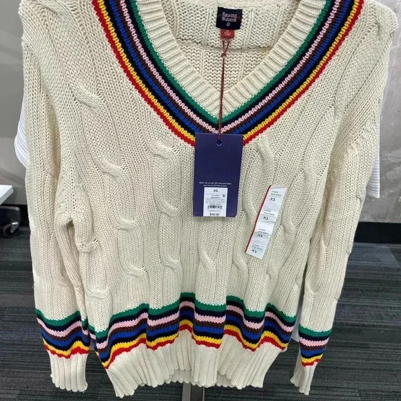 NWT Adult Croquet Stripe Cable Knit Sweater - Rowing Blazers x Target XS - Picture 4 of 6